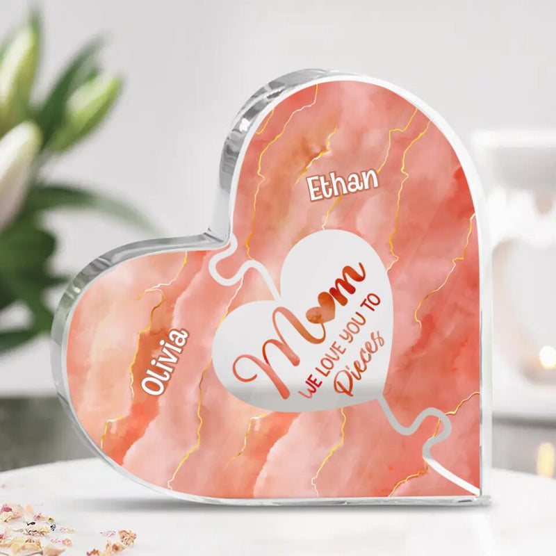 Personalized Mother Crystal Heart - Gift Idea For Mother's Day - Up to 7 Children - Mom You Are The Piece That Holds Us Together