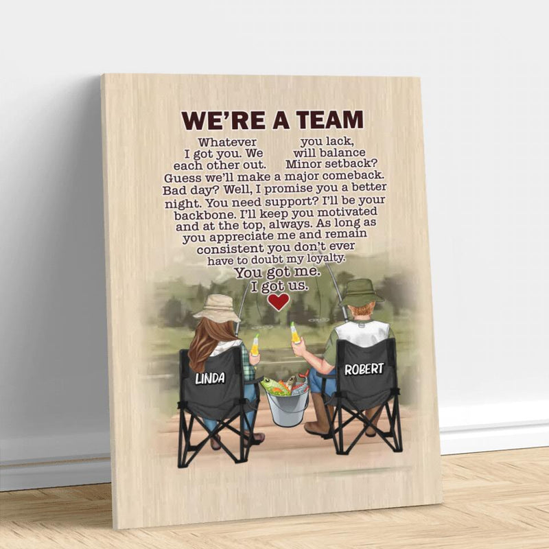 Personalized Fishing Couple Vertical Canvas - Gift Idea For Couple/Fishing Lovers - We're A Team