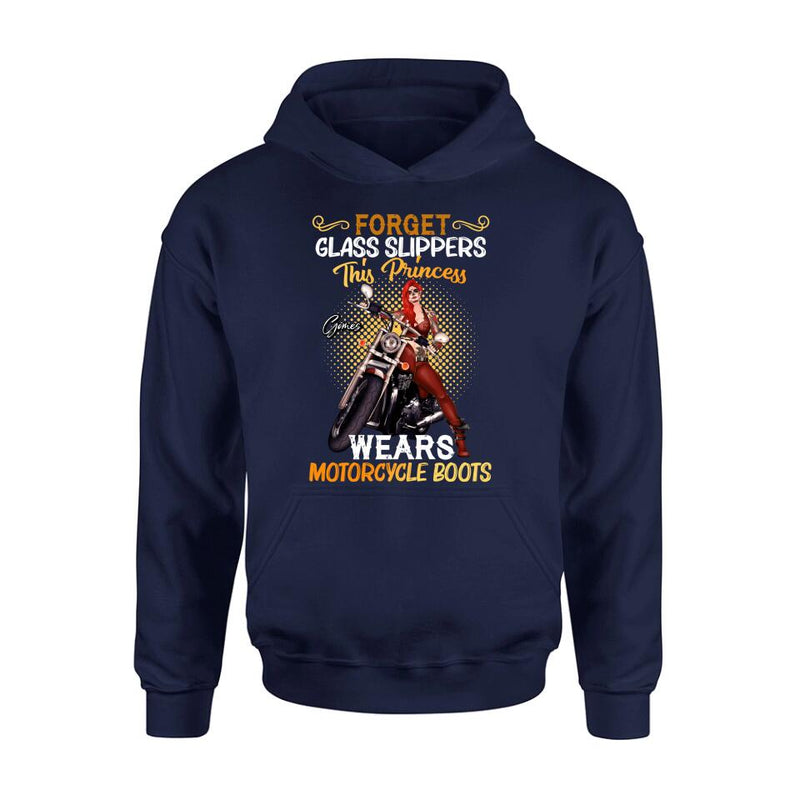 Personalized Biker Girl T-shirt/Long Sleeve/Sweatshirt/Hoodie - Gift Idea For Girl/Motorcycle Lover - Forget Glass Slippers This Princess Wears Motorcycle Boots