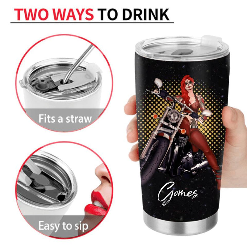 Personalized Biker Girl Tumbler - Gift Idea For Girl/Motorcycle Lover - Forget Glass Slippers This Princess Wears Motorcycle Boots