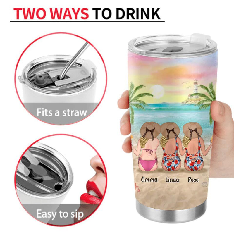 Personalized Beach Girls Tumbler - Up to 3 Girls - Gift Idea For Friends/Sisters - I Love You To The Beach And Back