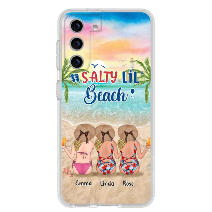 Custom Personalized Beach Girls Phone Case - Upto 3 Girls - Gift Idea For Friends/ Sisters - Salty Lil' Beach - Case For iPhone And Samsung