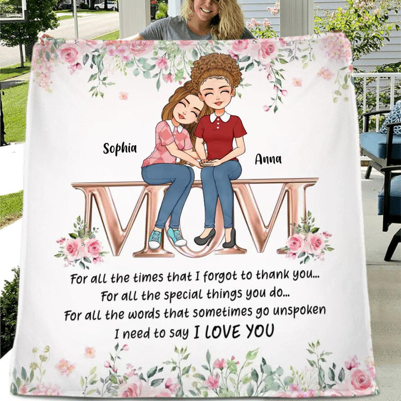 Personalized Mom & Daughter Fleece Throw Blanket/Quilt - Gift Idea For Mother's Day From Daughter - I Need To Say I Love You