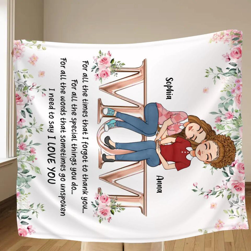 Personalized Mom & Daughter Fleece Throw Blanket/Quilt - Gift Idea For Mother's Day From Daughter - I Need To Say I Love You