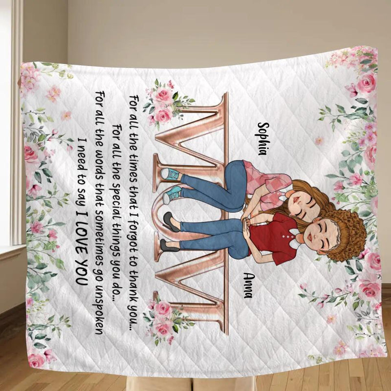 Personalized Mom & Daughter Fleece Throw Blanket/Quilt - Gift Idea For Mother's Day From Daughter - I Need To Say I Love You