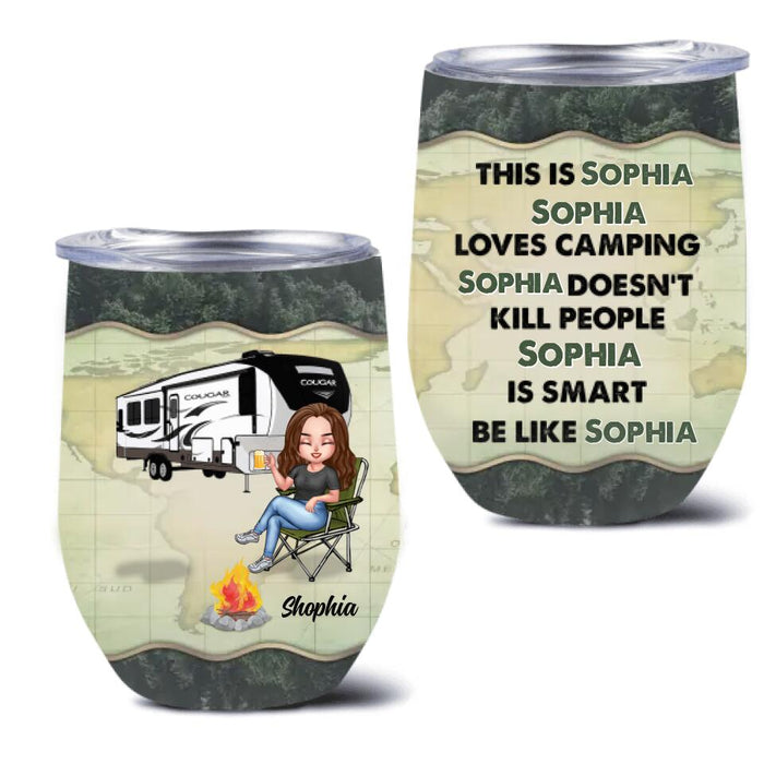 Personalized Custom Wine Tumbler - A Girl/Man/Couple Who Loves Camping - Camping Gift/ Camping Lover