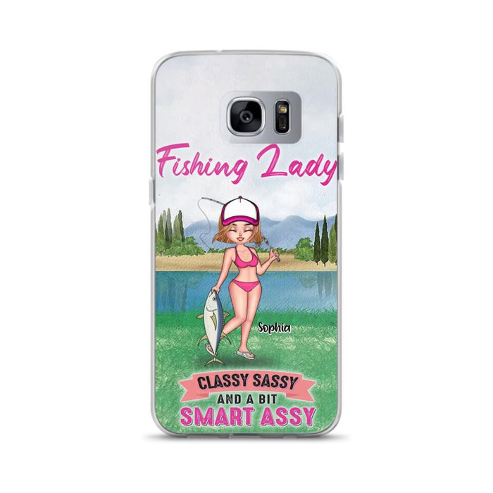 Custom Personalized Fishing Girl Phone Case - Gift Idea For Fishing Lovers - Fishing Lady, Classy Sassy And A Bit Smart Assy - Cases For iPhone & Samsung