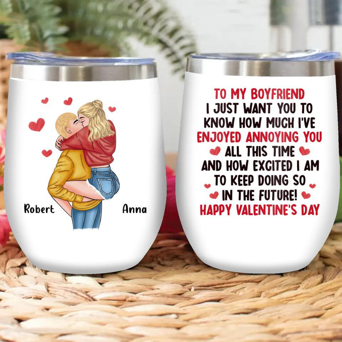 Custom Personalized Couple Wine Tumbler - Gift For Couple/ Mother's Day Gift - To My Boyfriend