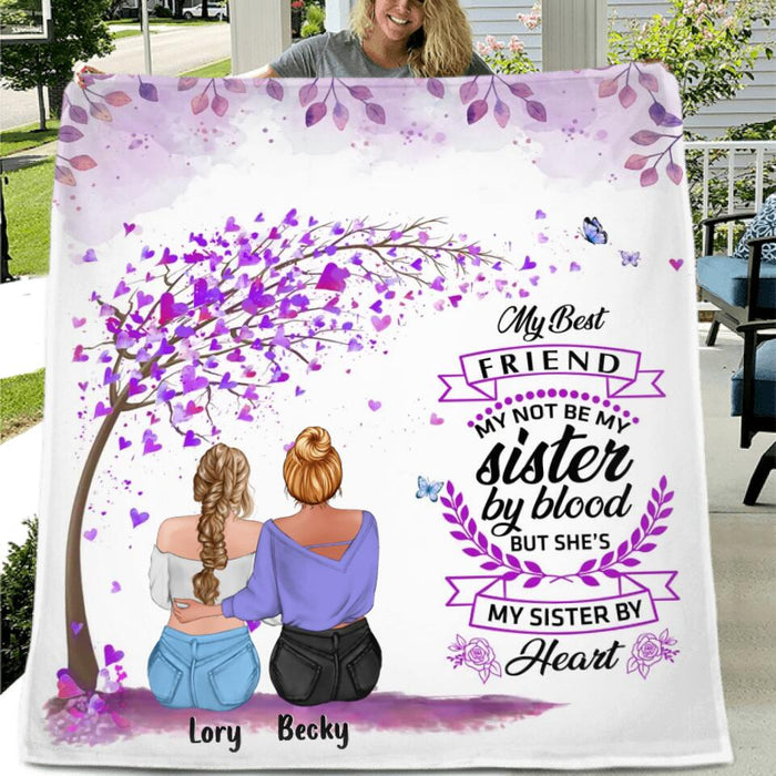 Custom Personalized Best Friend Quilt/Fleece Throw Blanket - Gift Idea For Besties/Friends- My Best Friend May Not Be My Sister By Blood But She's My Sister By Heart