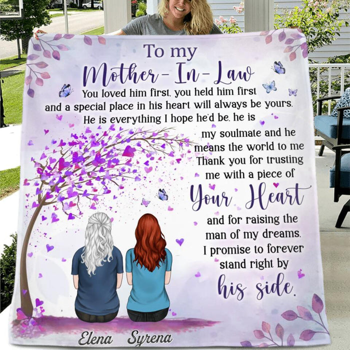 Custom Personalized To Mother-In-Law Single Layer Fleece Blanket/ Quilt Blanket - Gift Idea For Mother-In-Law - Thank You For Trusting Me With A Piece Of Your Heart