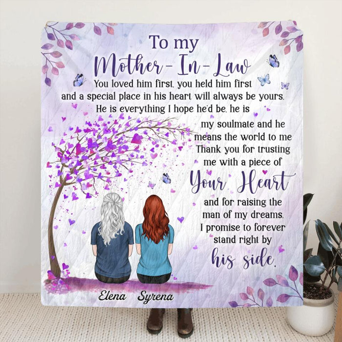 Custom Personalized To Mother-In-Law Single Layer Fleece Blanket/ Quilt Blanket - Gift Idea For Mother-In-Law - Thank You For Trusting Me With A Piece Of Your Heart