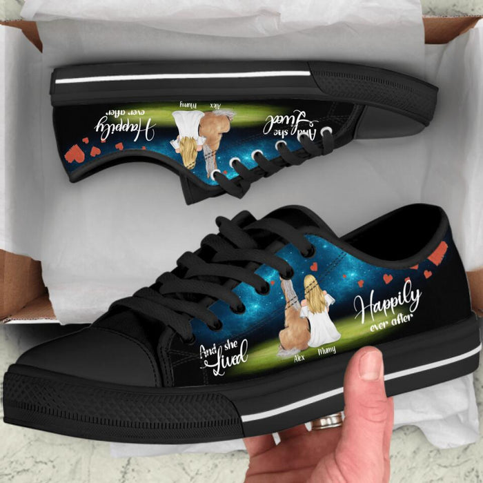 Custom Personalized Horse Mom Sneakers - Girl With Upto 3 Horses - Best Gift For Horse Lover - And She Lived Happily Ever After - 9AGKN2