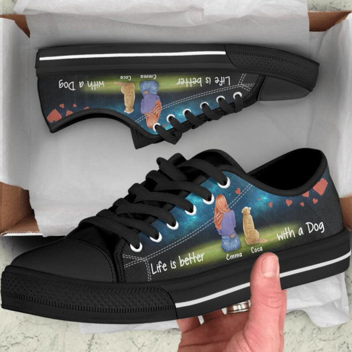 Personalized Girl and Dog Sneakers - Girl with up to 3 Dogs - NLWVKS