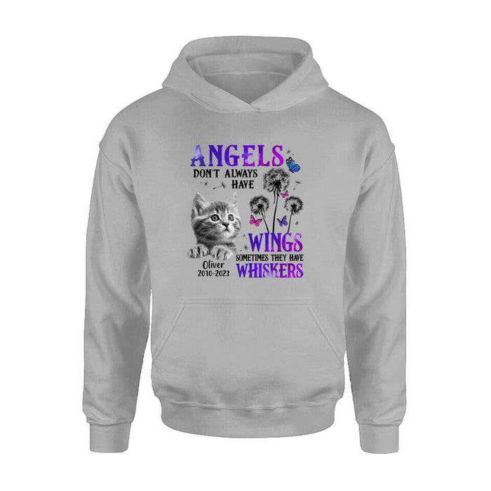 Custom Personalized Memorial Pet Photo T-shirt/ Long Sleeve/ Sweatshirt/ Hoodie - Memorial Gift Idea For Dog/ Cat Owner - Angels Don't Always Have Wings Sometimes They Have Whiskers