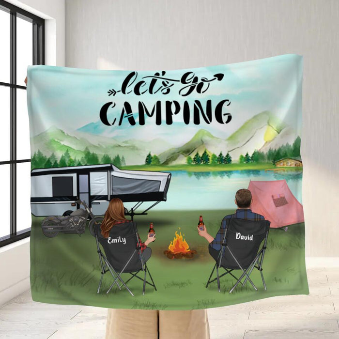 Custom Personalized Day Camping Fleece/Quilt Blanket - Gift for Camping Lovers - Camping Family with Kids and Pets