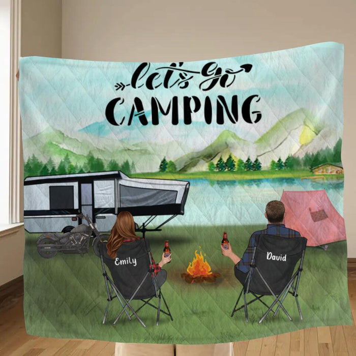 Custom Personalized Day Camping Fleece/Quilt Blanket - Gift for Camping Lovers - Camping Family with Kids and Pets