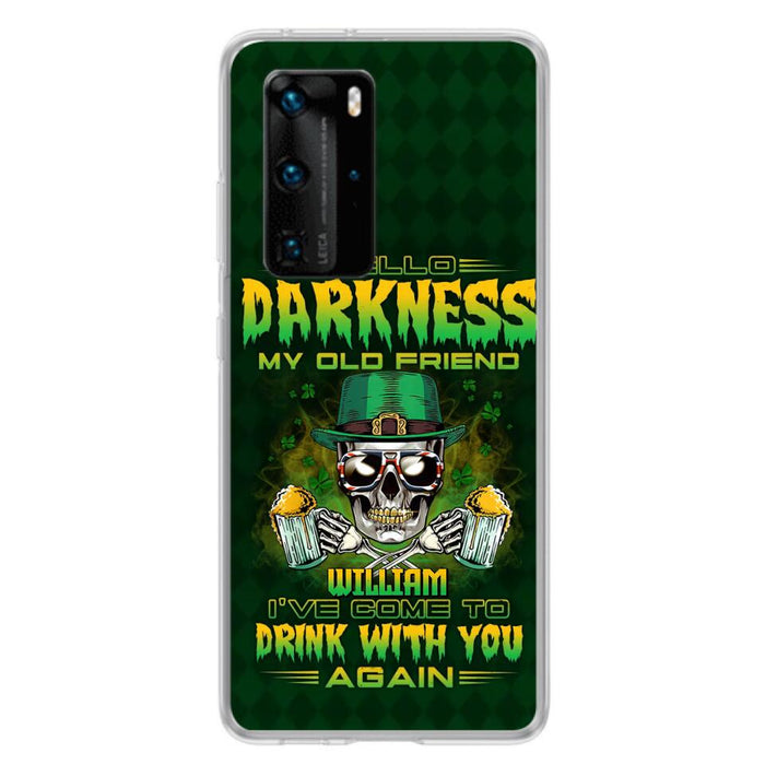 Custom Personalized St Patrick's Day Beer Skull Phone Case - Gift Idea For St Patrick's Day/ Beer Lover - Hello Darkness My Old Friend I've Come To Drink With You Again - Case For Xiaomi/Oppo/Huawei