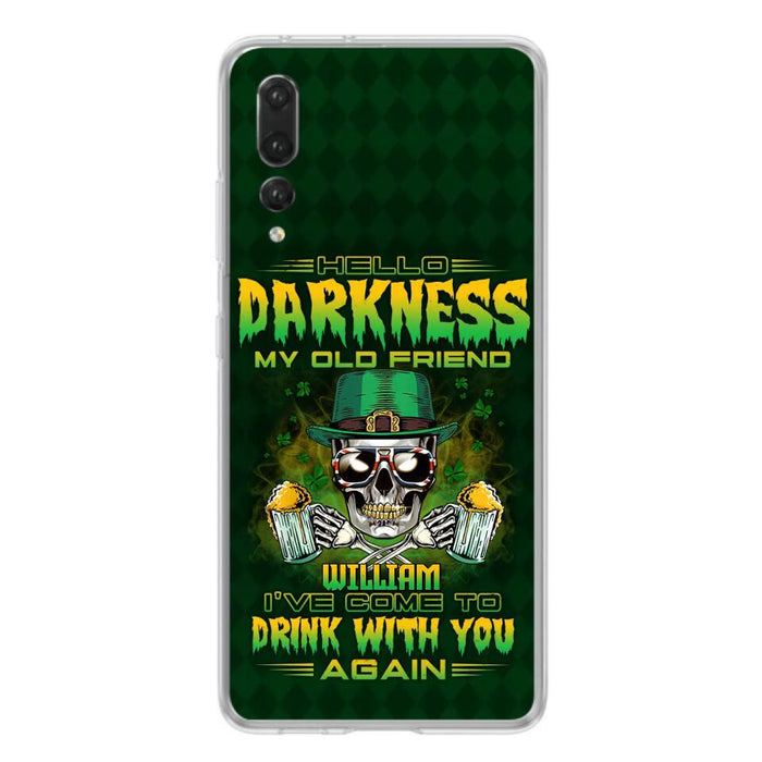Custom Personalized St Patrick's Day Beer Skull Phone Case - Gift Idea For St Patrick's Day/ Beer Lover - Hello Darkness My Old Friend I've Come To Drink With You Again - Case For Xiaomi/Oppo/Huawei