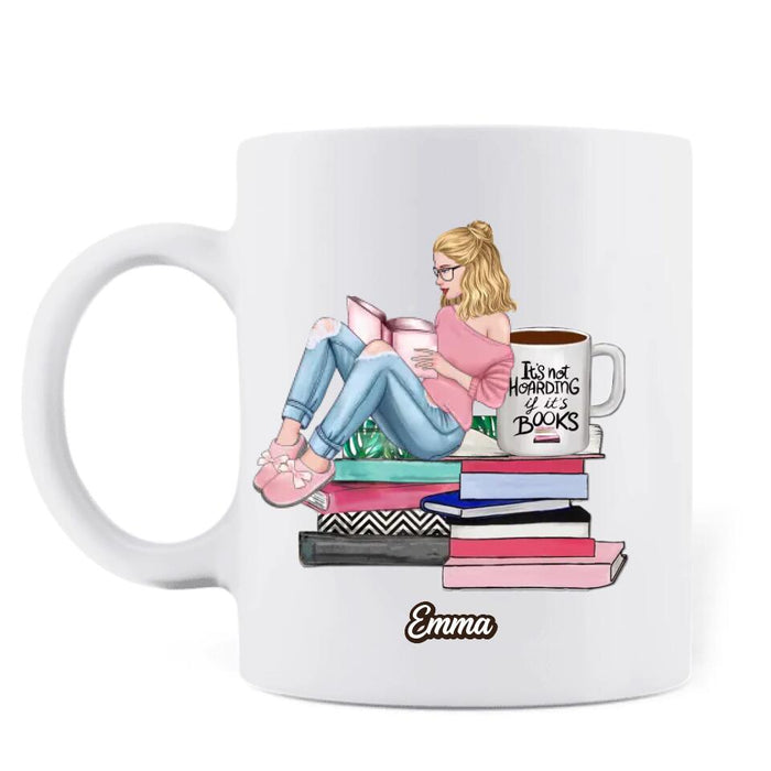 Custom Personalized Reading Book Girl Mug - Gift Idea For Book Lovers - Happiness Is Reading A Book And Drinking Tea While It's Raining Outside