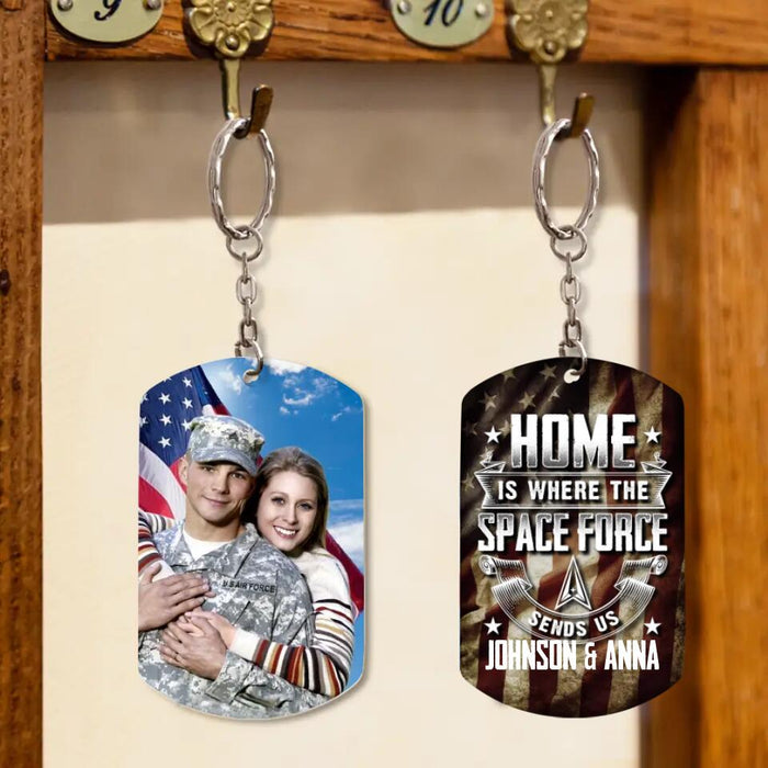 Custom Personalized Veteran Photo Aluminium Keychain - Gift Idea For Veteran - Home  Is Where The Marine Corps Send Us