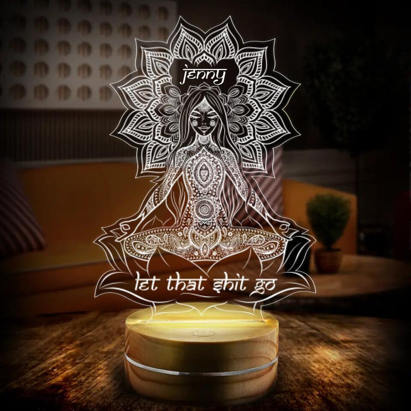 Custom Personalized Yoga Girl Acrylic Night Light - Gift for Yoga Lover/Yogi/Birthday