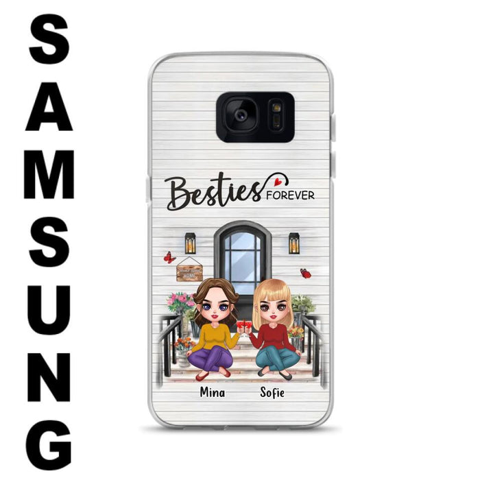 Custom Personalized Besties Sisters Front Porch Phone Case - Upto 5 Women - Gift Idea For Friends/ Besties/ Sisters - Besties Forever - Case For iPhone/ Samsung