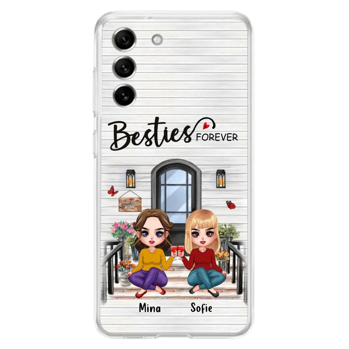 Custom Personalized Besties Sisters Front Porch Phone Case - Upto 5 Women - Gift Idea For Friends/ Besties/ Sisters - Besties Forever - Case For iPhone/ Samsung