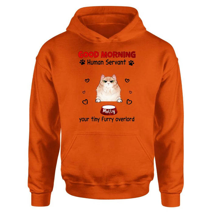 Custom Personalized Pet T-Shirt/Hoodie/Sweatshirt/Long Sleeve - Gift for Dog/Cat Lovers - Good Morning Human Servant Shirt - Up to 5 Pets