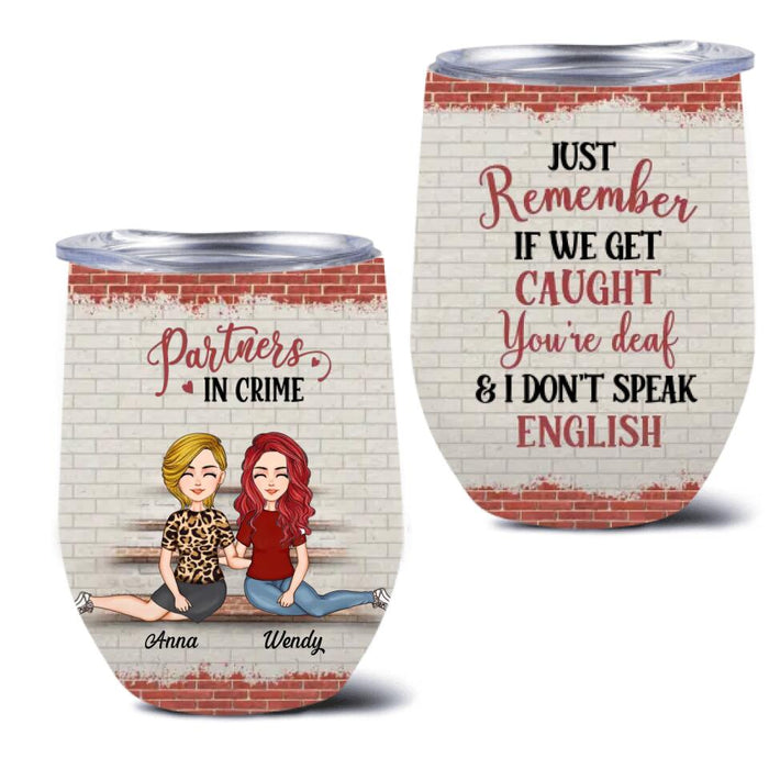 Custom Personalized Besties Wine Tumbler - Gift for BFF/Sisters - Partners in crime Wine tumbler