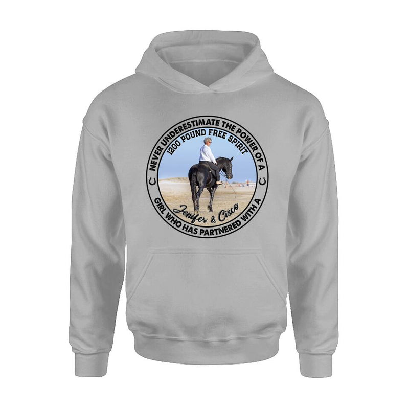 Personalized Horse Girl T-shirt/Long Sleeve/Sweatshirt/Hoodie - Gift Idea For Horse Lover - Never Underestimate The Power Of A Girl Who Has Partnered With A 1200 Pound Free Spirit