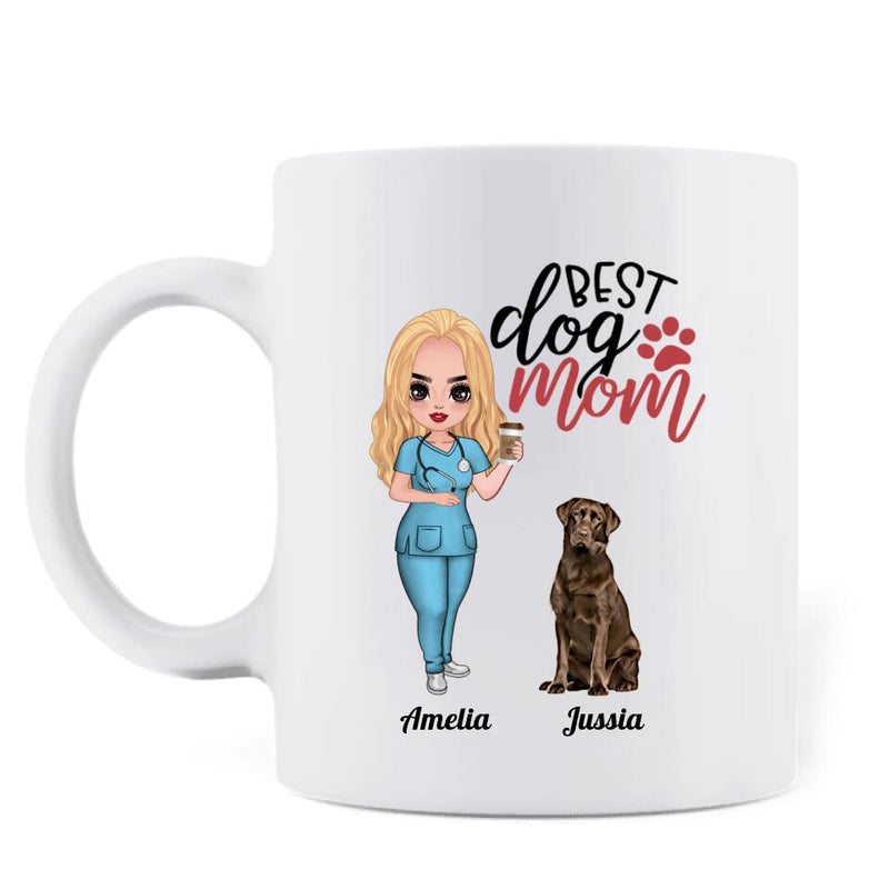 Personalized Nurse Dog Mom Mug - Up to 5 Dogs - Gift Idea For Dog Lover/Happy Mother's Day