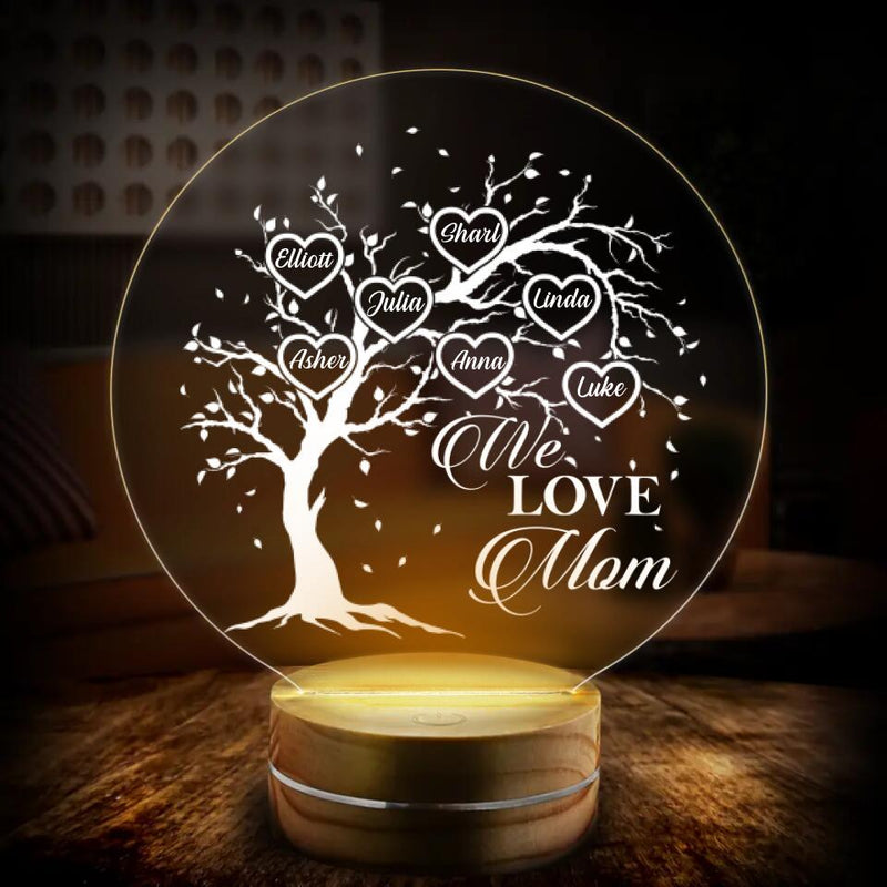 Personalized Acrylic Light Night - Up to 7 Kids - Gift Idea For Mother's Day - Acrylic Love Mom Shape Light