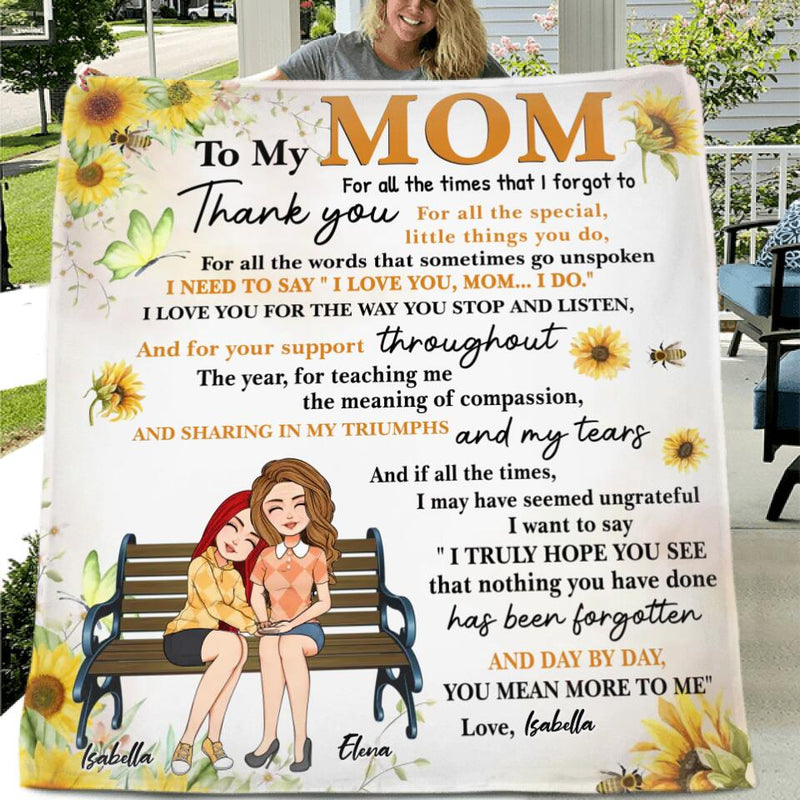Personalized To My Mom Fleece Throw Blanket/Quilt  - Gift Idea For Mother's Day - I love You Mom