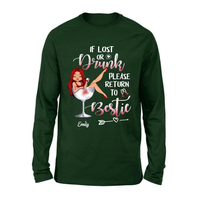 Custom Personalized Drunk Bestie Shirt - Gift Idea For Besties/Friends - If Lost Or Drink Please Return To Bestie