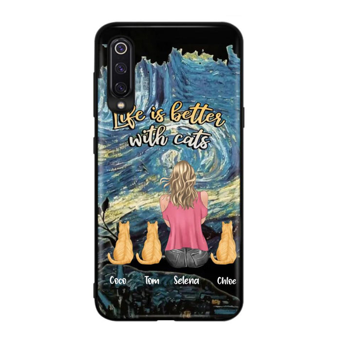 Custom Personalized Cat Mom Phone Case - Upto 3 Cats - Birthday, Loving Gift For Cat & Dog Lover, Pet Owner, Pet Mom, Pet Dad - Life Is Better With Cats - Case For Xiaomi, Oppo And Huawei