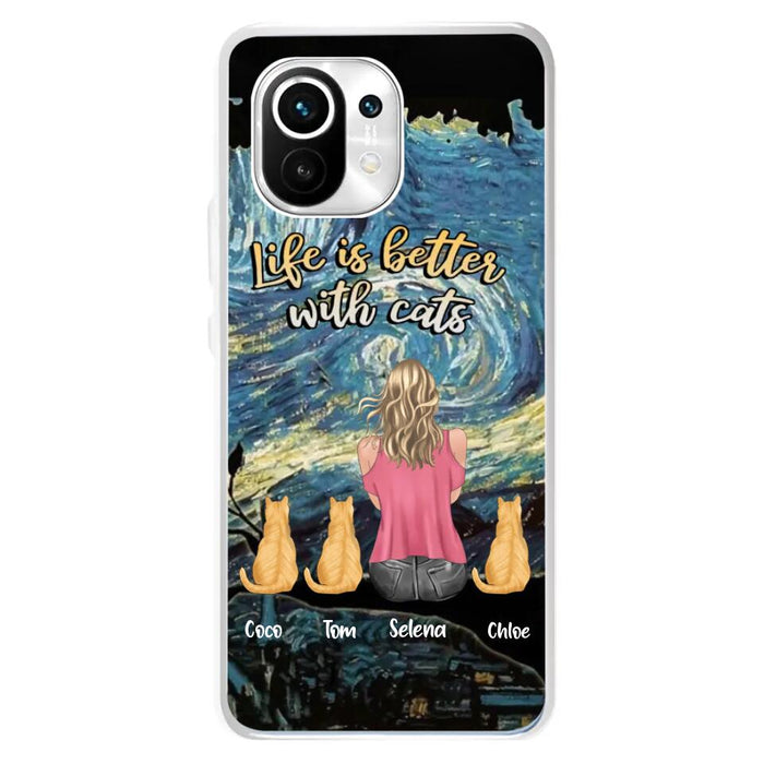 Custom Personalized Cat Mom Phone Case - Upto 3 Cats - Birthday, Loving Gift For Cat & Dog Lover, Pet Owner, Pet Mom, Pet Dad - Life Is Better With Cats - Case For Xiaomi, Oppo And Huawei