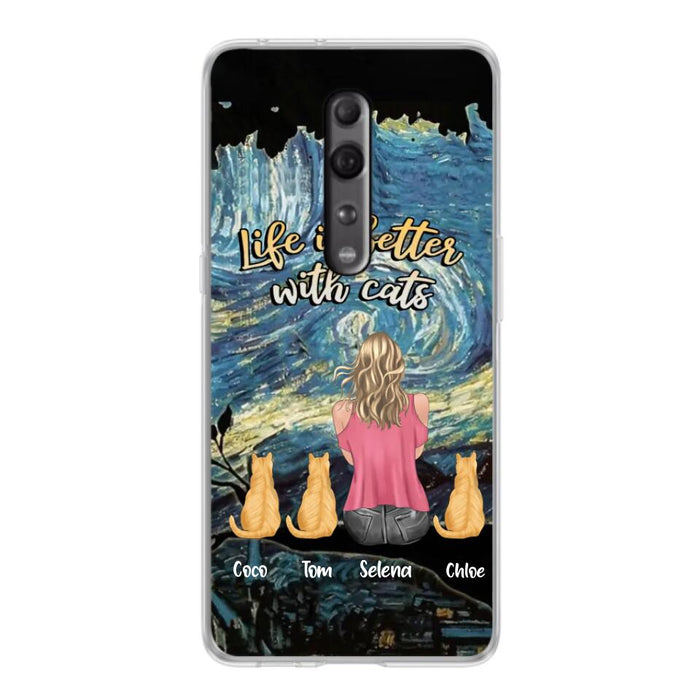 Custom Personalized Cat Mom Phone Case - Upto 3 Cats - Birthday, Loving Gift For Cat & Dog Lover, Pet Owner, Pet Mom, Pet Dad - Life Is Better With Cats - Case For Xiaomi, Oppo And Huawei