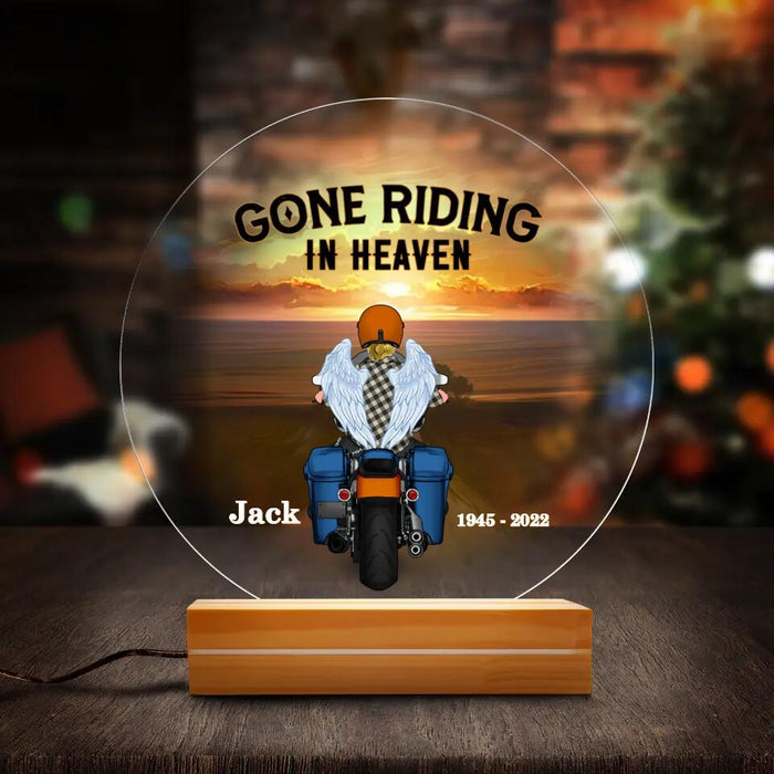 Custom Personalized Memorial Biker Acrylic Led Light - Memorial Gift Idea For Bikers - Gone Riding In Heaven