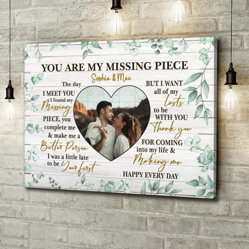 Personalized Couple Photo Canvas - Mother's Day Gift From Husband - You Are My Missing Piece