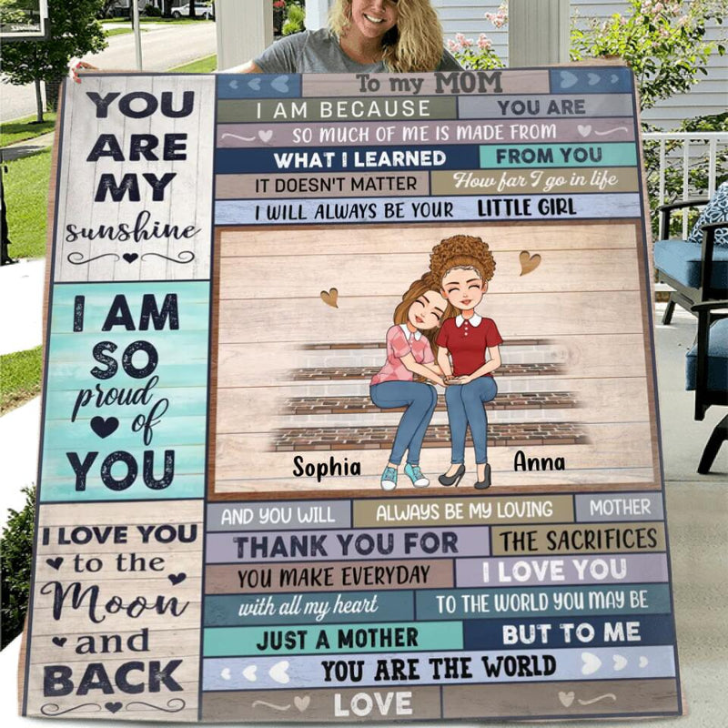 Personalized Mom & Daughter Fleece Throw Blanket/Quilt - Gift Idea For Mother's Day From Daughter  - You Are My Sunshine