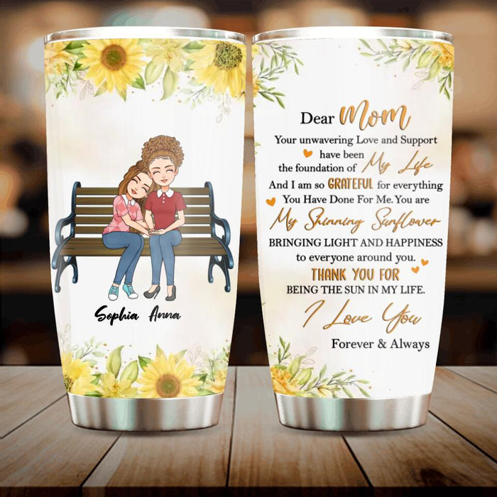 Custom Personalized Mom & Daughter Tumbler - Gift Idea For Mother's Day From Daughter - Thank You For Being The Sun In My Life