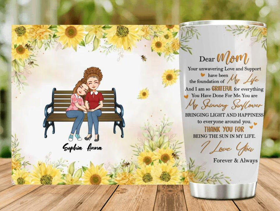 Custom Personalized Mom & Daughter Tumbler - Gift Idea For Mother's Day From Daughter - Thank You For Being The Sun In My Life