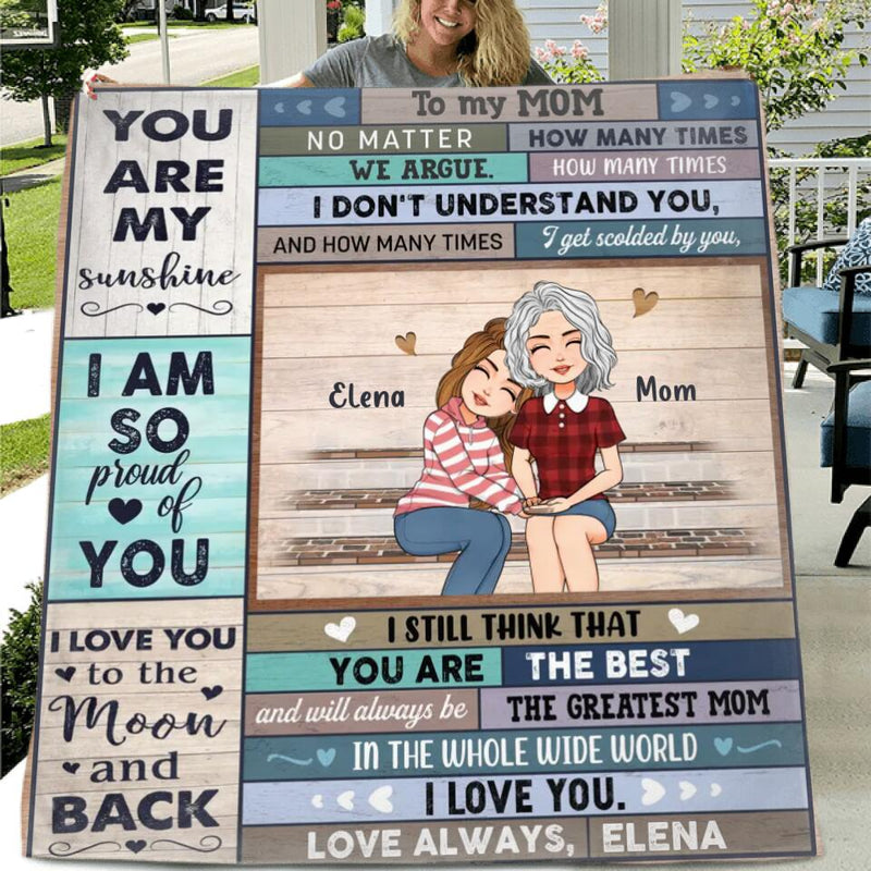 Personalized Mom & Daughter Fleece Throw Blanket/Quilt - Gift Idea For Mother's Day From Daughter - You Are The Best And Will Always Be The Greatest Mom In The Whole Wide World