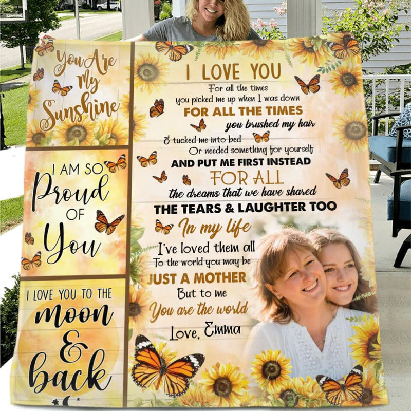 Personalized To My Mom Fleece Throw Blanket/Quilt  - Upload Photo - Mother's Day Gift Idea - I Love You