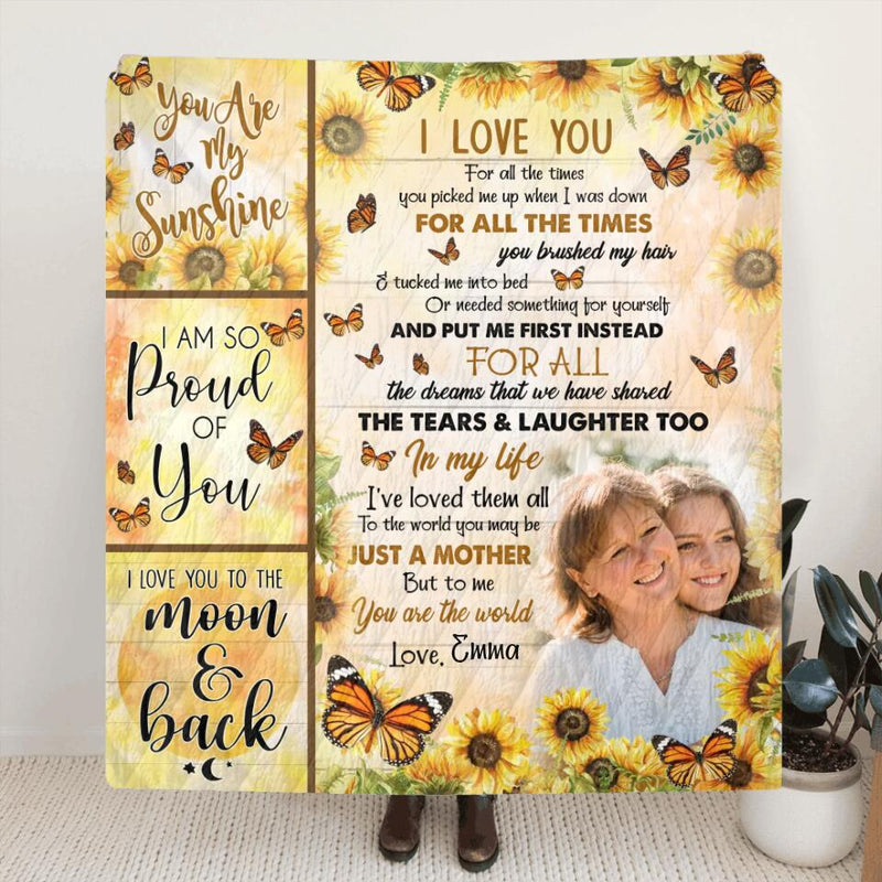 Personalized To My Mom Fleece Throw Blanket/Quilt  - Upload Photo - Mother's Day Gift Idea - I Love You
