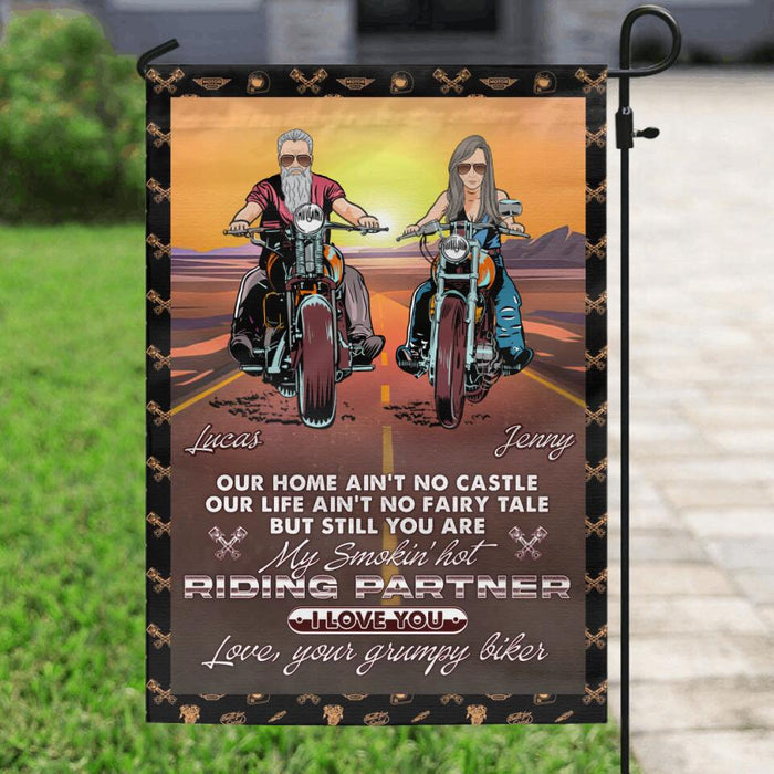 Custom Personalized Riding Couple Flag Sign - Gift Idea For Wife From Husband - You Are My Smokin' Hot Riding Partner