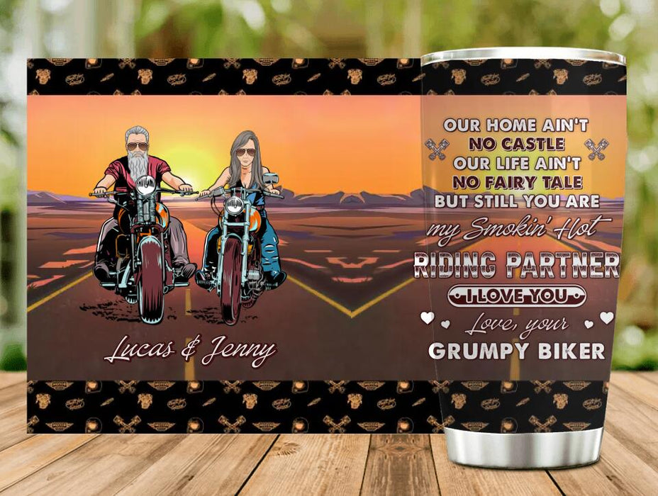 Custom Personalized Riding Couple Tumbler - Gift Idea For Wife From Husband - You Are My Smokin' Hot Riding Partner