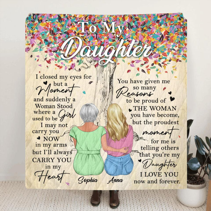 Custom Personalized To My Daughter Single Layer Fleece/ Quilt Blanket - Best Gift Idea From Mom to Daughter/ Birthday Gift - I Love You Now and Forever