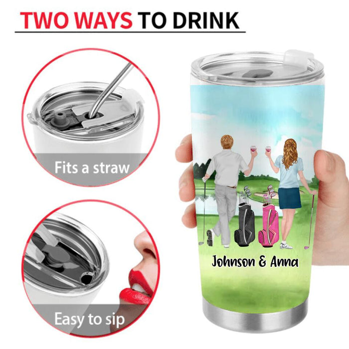 Custom Personalized Golf Tumbler - Gift Idea For Wife/ Husband/Couple - Putt Now Wine Later