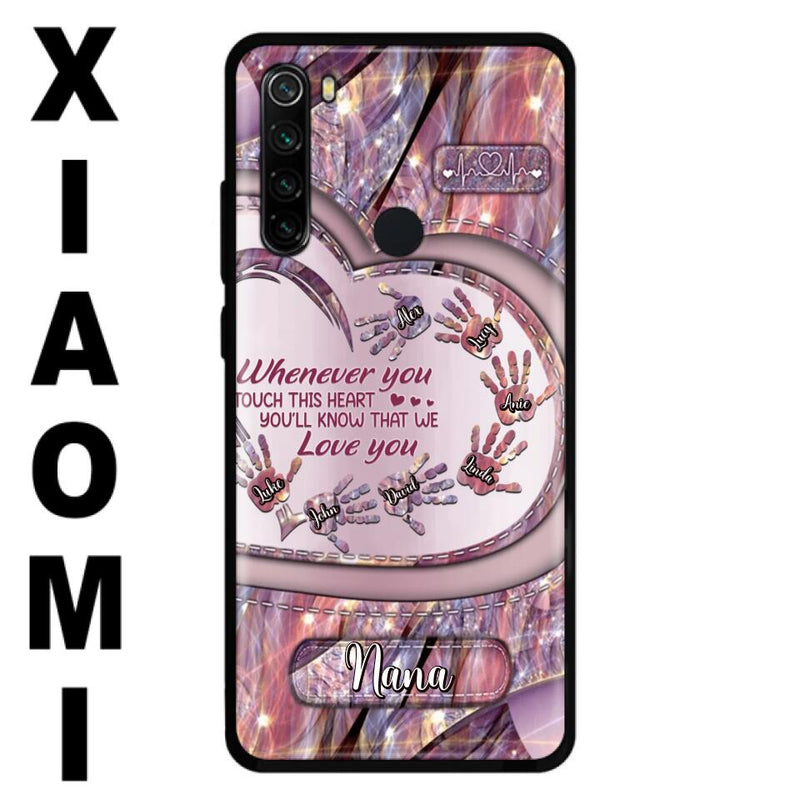 Personalized Grandma Phone Case - Mother's Day Gift For Grandma - Up to 7 Kids - Whenever You Touch This Heart You'll Know That We Love You - Case For Xiaomi/ Oppo/ Huawei
